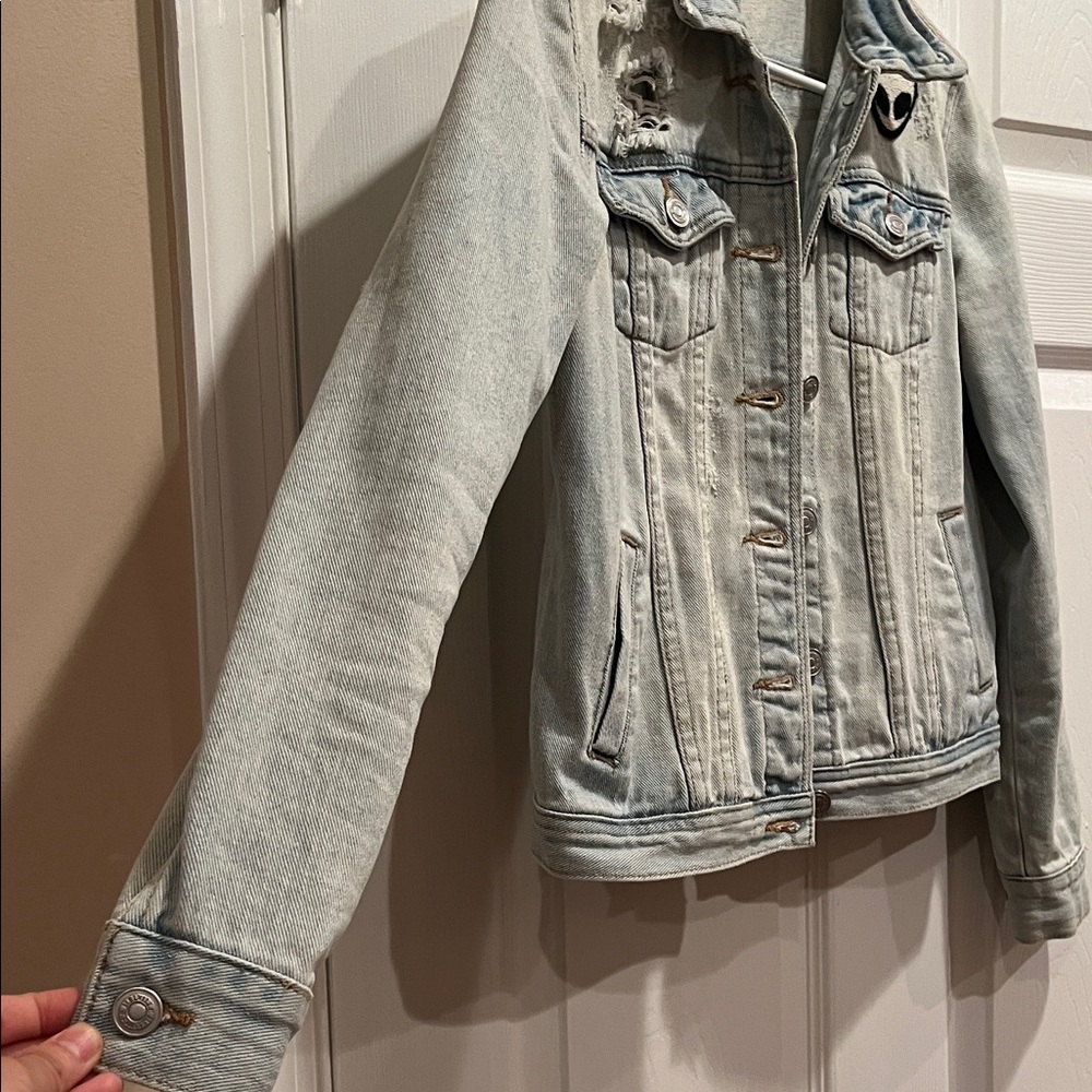 Bleached Denim Jacket With Alien Patch - image 7